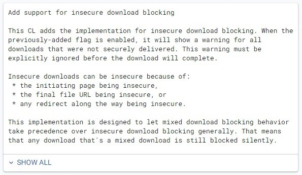 谷歌 Chrome 浏览器将推新安全选项：阻止用户通过不安全的 HTTP 链接下载文件