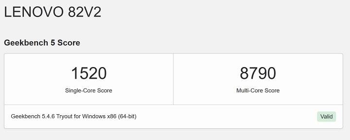 利用Geekbench 5进行测试，在单核心部分，单核获得1，772分，多核获得9，036分。