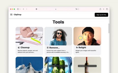 ClipDrop 免费在线图片打光、去背、删除照片中路人修图神器