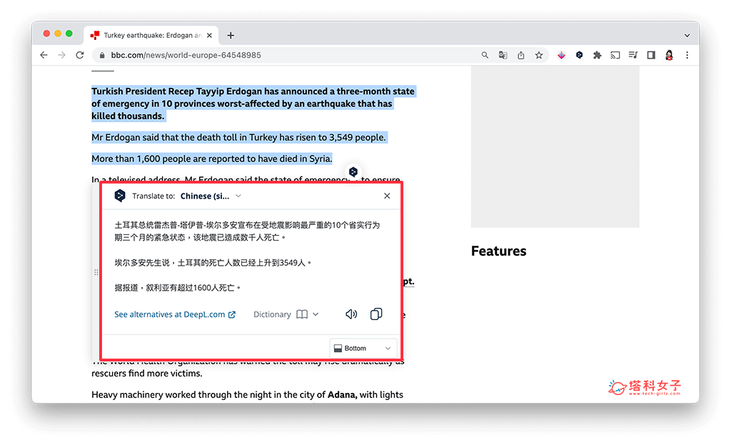 安装 DeepL 翻译扩充套件来翻译 谷歌 网页：翻译成中文
