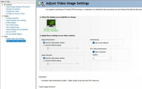 GeForce RTX 40 与 RTX 30 都能使用，NVIDIA RTX Video Super Resolution 功能开放