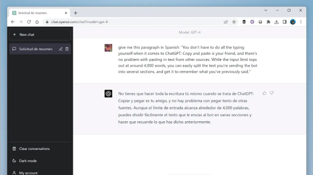 复制/粘贴其他来源的文本到 ChatGPT。 图片来源：CHATGPT VIA DAVID NIELD