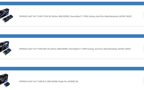 Intel Arc阵营添加新品牌，许久未见的 Sparkle 推出 Intel Arc 系列显卡