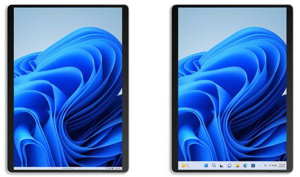 微软在 Windows 11 Moment 2功能更新中，为二合一设备与平板电脑重新设计了工作栏，用户可选择将其缩小避免误触。 （图片来源：微软）