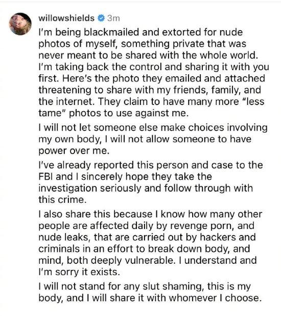 女演员被黑客勒索私密照 直接大解放反击