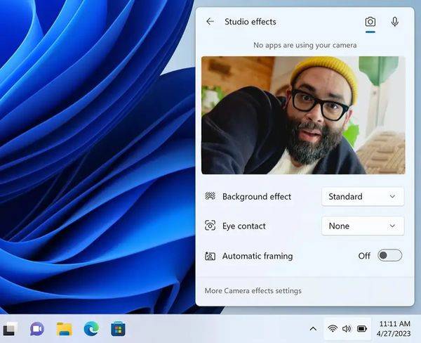 全新加入的 Windows Studio 效果面板仅限带有 NPU 的设备才可使用，透过 AI 提供包含背景模糊与眼球控制等等功能。 （图片来源：微软）