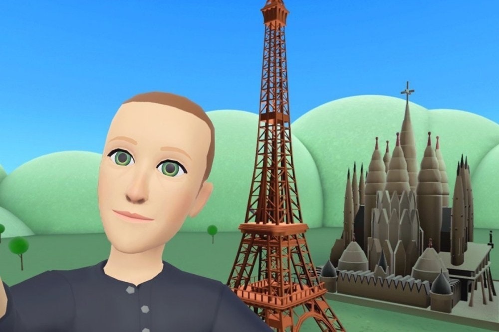 照片中提到了WAY、ZAZIZA、ONNNNNIF，包含了马克·扎克伯格 Metaverso、地平线世界、元界、元、虚拟世界