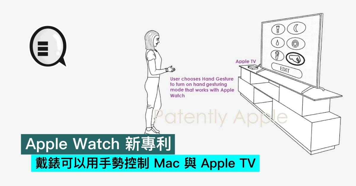 Apple Watch 新专利，戴表可以用手势控制 Mac 与 Apple TV