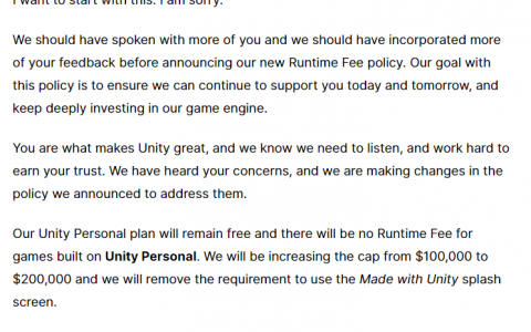 Unity再度致歉！ 「新付费计画」出炉，但社群信心已经难以挽回