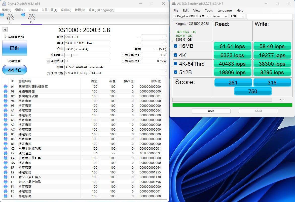 金士顿Kingston XS1000 2TB Portable SSD外接式固态硬盘-2TB大容量，1050MB/s高速传输轻巧带着走