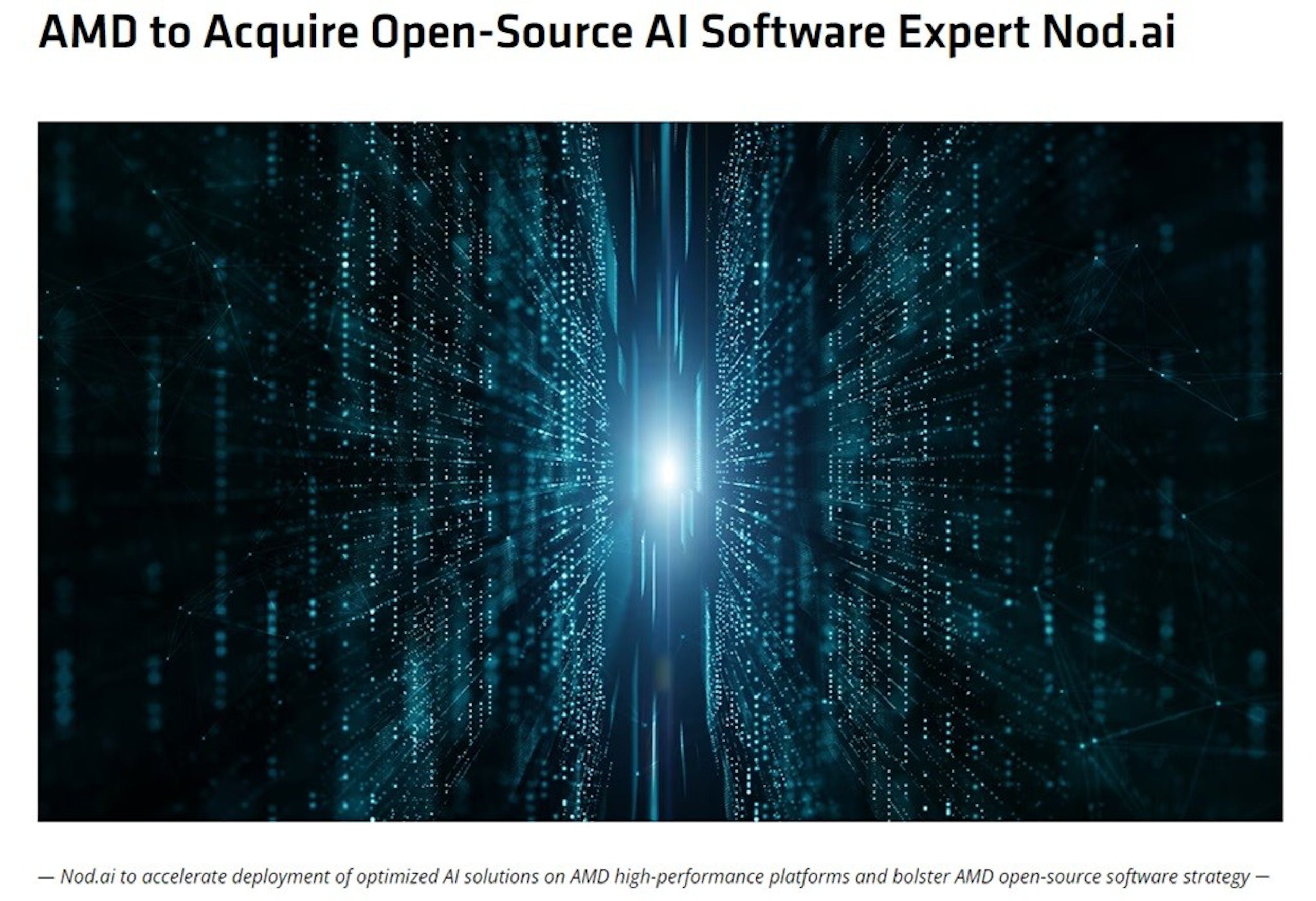 AMD宣布收购开源 AI 软件公司 Nod.ai