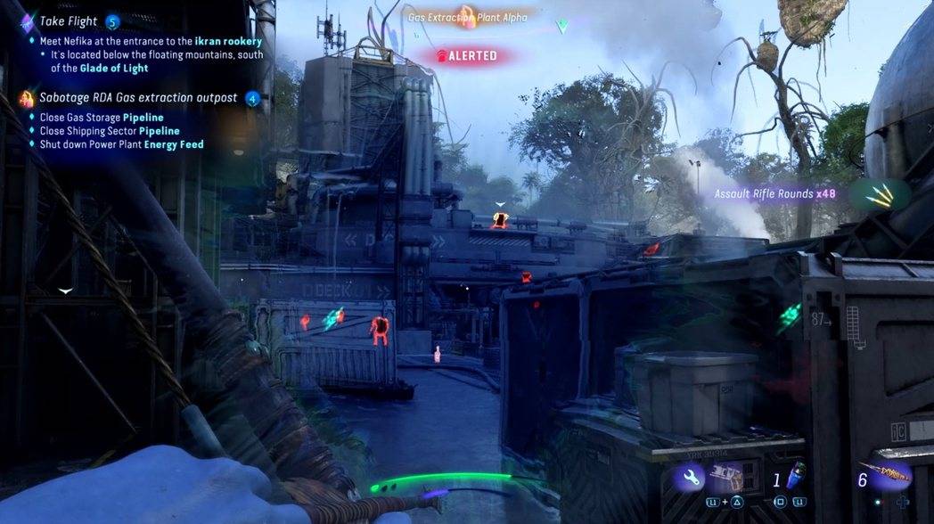 纳美感应也能看敌人位置，深红的点都是敌人。