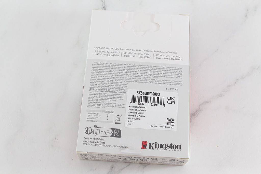 金士顿Kingston XS1000 2TB Portable SSD外接式固态硬盘-2TB大容量，1050MB/s高速传输轻巧带着走