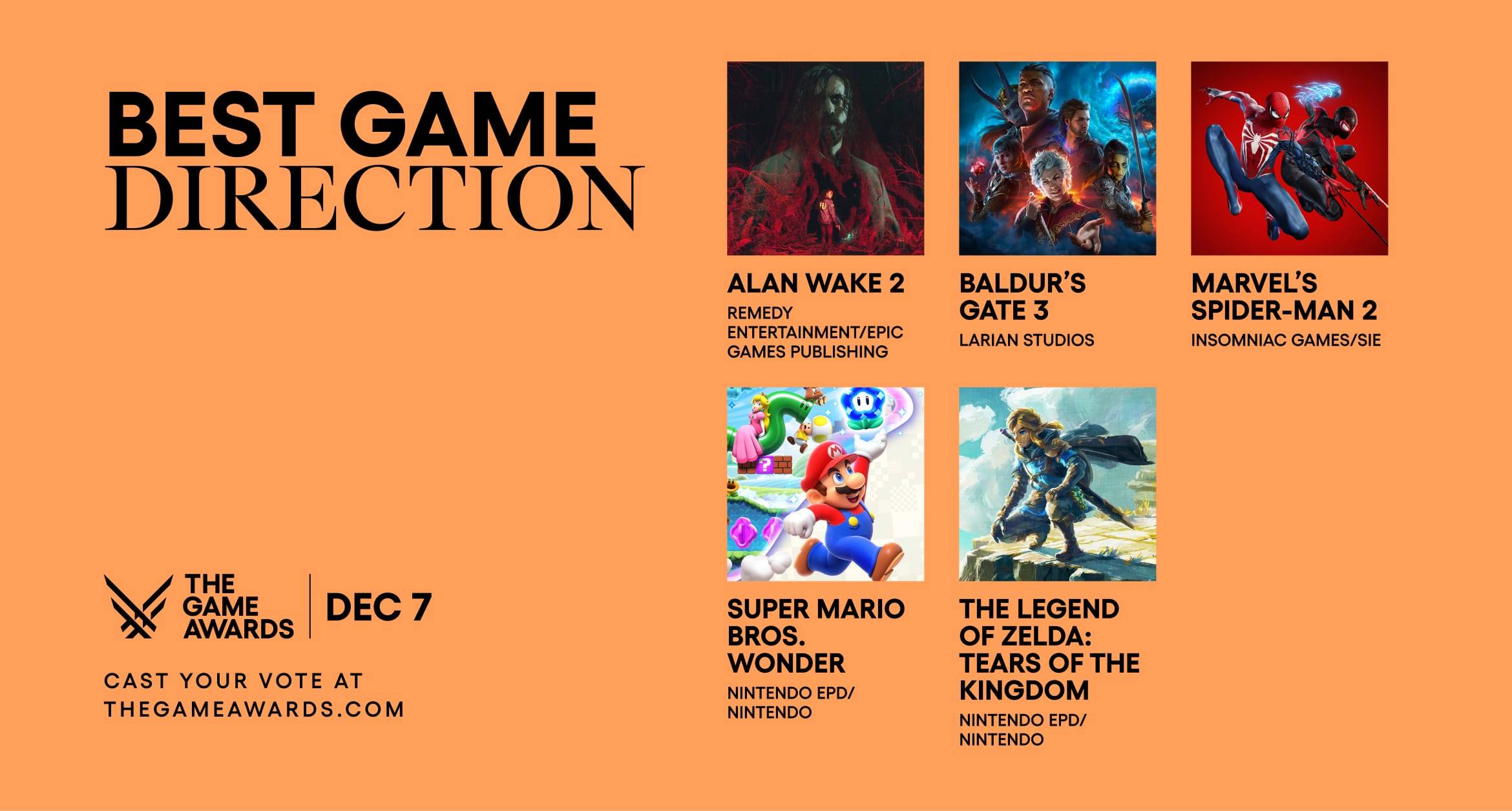 The Game Awards 2023提名名单公开！《Baldur’s Gate 3》与《Alan Wake 2》各获得8项提名！