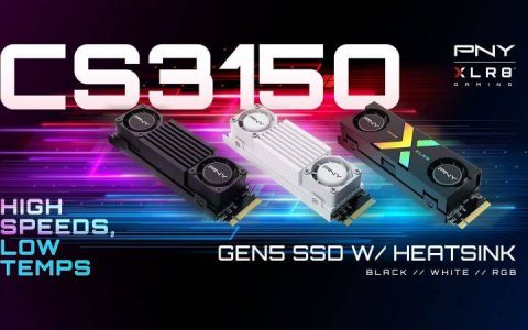 PNY推出有双风扇散热功能的CS3150 Gen5 SSD，有白色和RGB设计，速度高达12GB/s