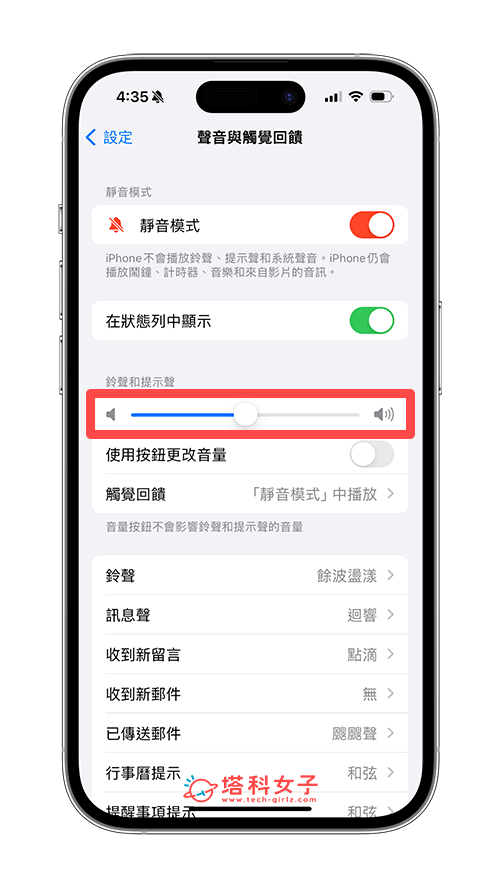 调整 iPhone 铃声和提示声音量