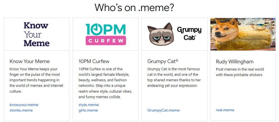 Google推出.meme最新顶层域名