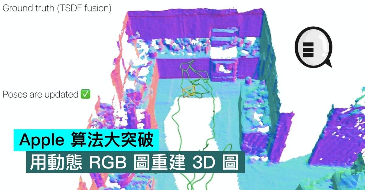Apple 算法大突破，用动态RGB图重建3D图