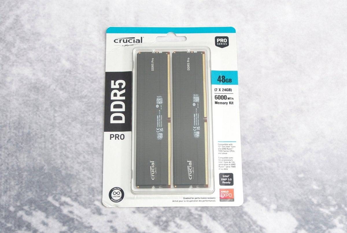 容量频率再提升 Crucial PRO DDR5-6000 48G kit 简单开箱