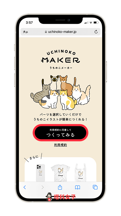 Uchinoko Maker 猫咪图案制作：开启网站