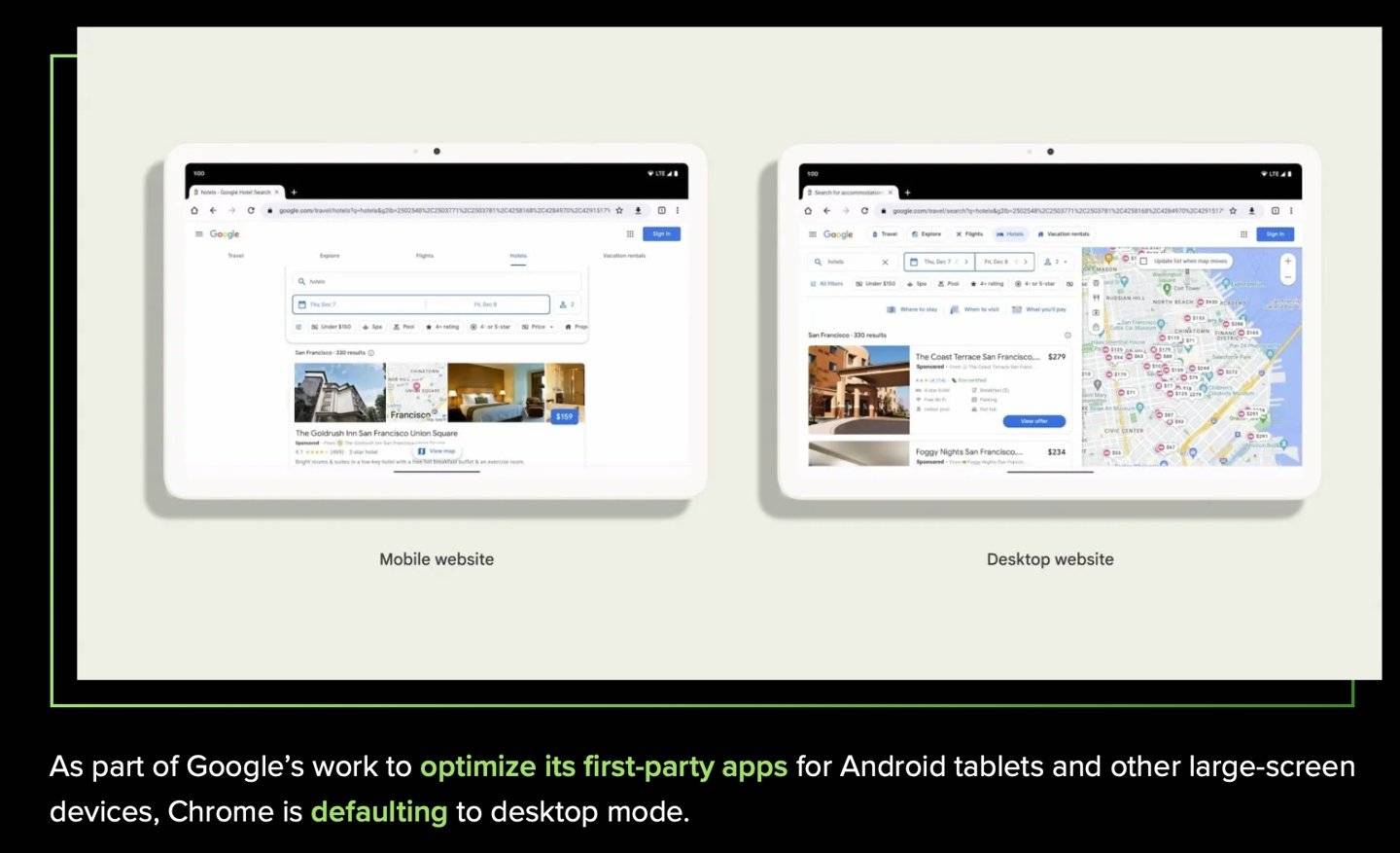 Chrome 浏览器改版，10吋或以上及 8GB RAM 或以上，自动变桌面版