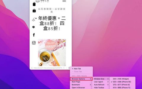 MenubarX 将浏览器藏驻在MAC上方的状态栏中，搜索网页超方便同时还支持多页签功能