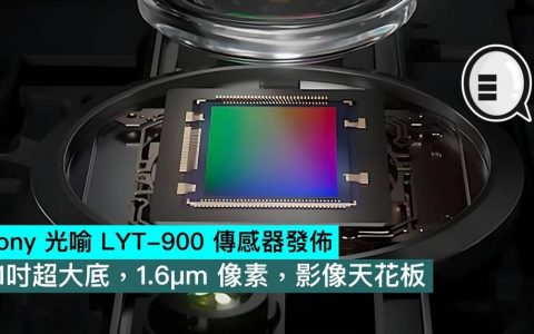 Sony 光喻 LYT-900 传感器，1吋超大底，1.6μm 像素，影像天花板