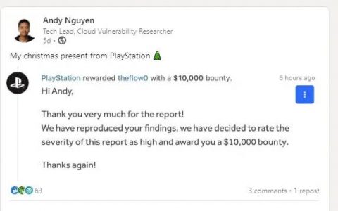 TheFloW 再曝 PS5 / PS4 越狱关键漏洞，索尼奖励 10000美元