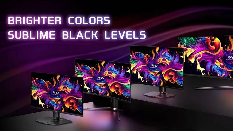 微星MSI2024年在CES上展出了具备AI功能的新款屏幕。 (图/微星MSI提供)