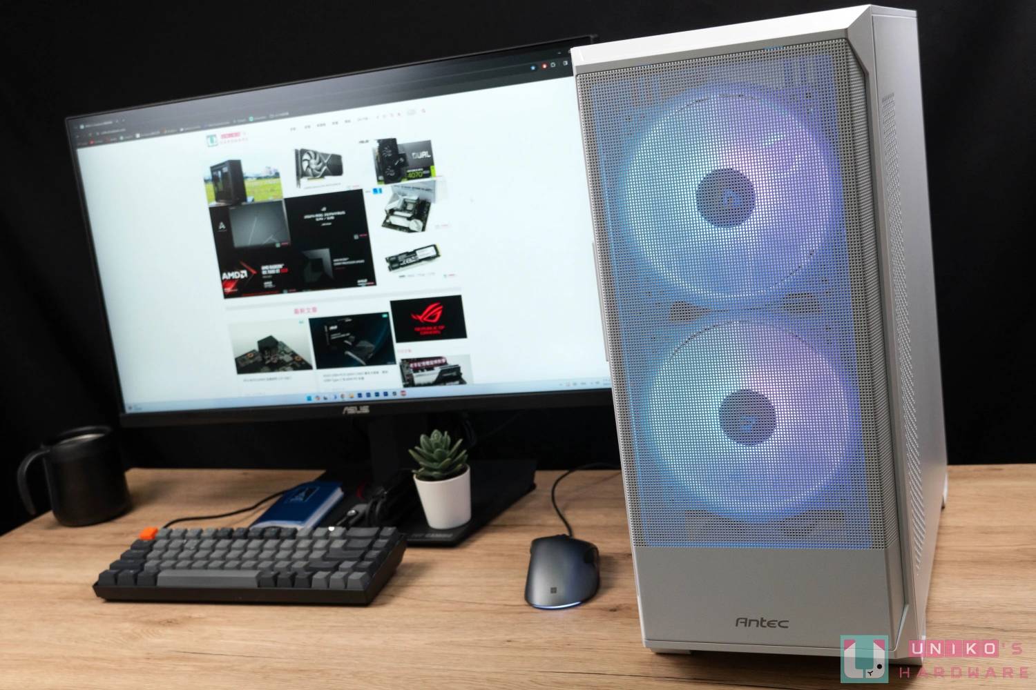 前方搭载双 160 mm ARGB 风扇！ Antec NX416L White 机壳开箱评测