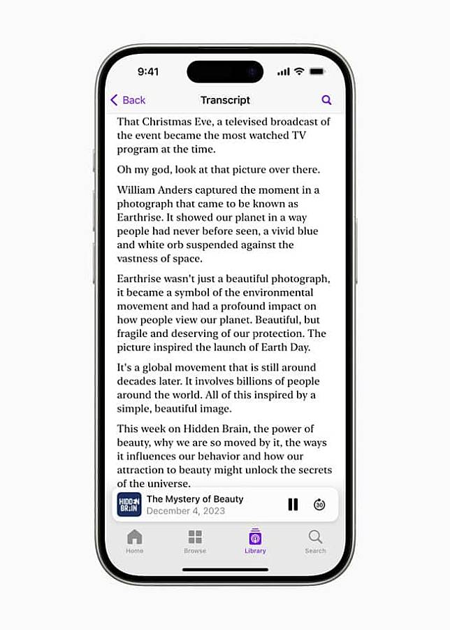 Apple 全新 Podcast 逐字稿是什么? 要如何使用?