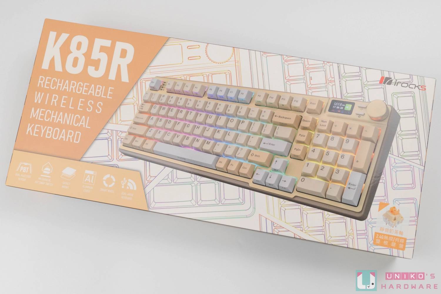 Gasket 四层消音结构好软 Q! iRocks K85R 热插拔无线机械键盘开箱评测