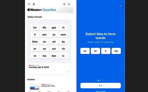 Apple News 不只是新闻！苹果新游戏《Quartiles》即将登场