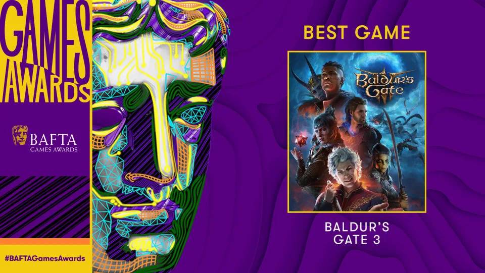 《博德之门 3》获得五大奖项，取得“最佳游戏”大奖（图片来源：BAFTA Games Awards）