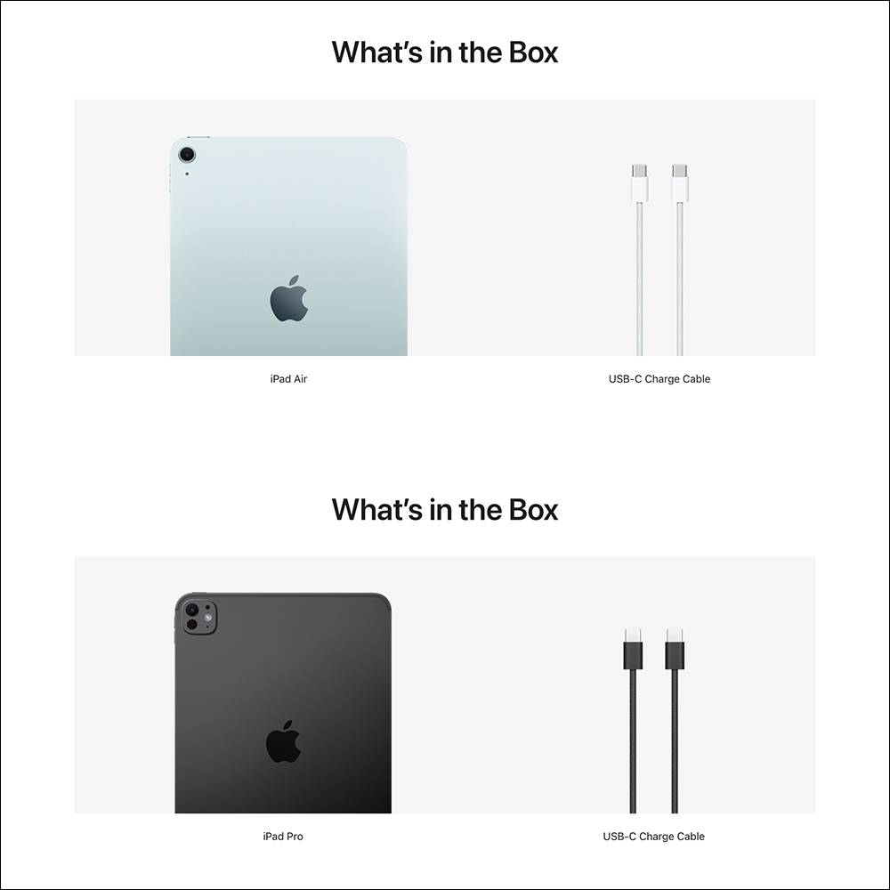 响应环保，全新 iPad Air 与 iPad Pro 盒装将不再附赠经典苹果贴纸，欧洲市场就连 USB-C 充电器也不附 - 