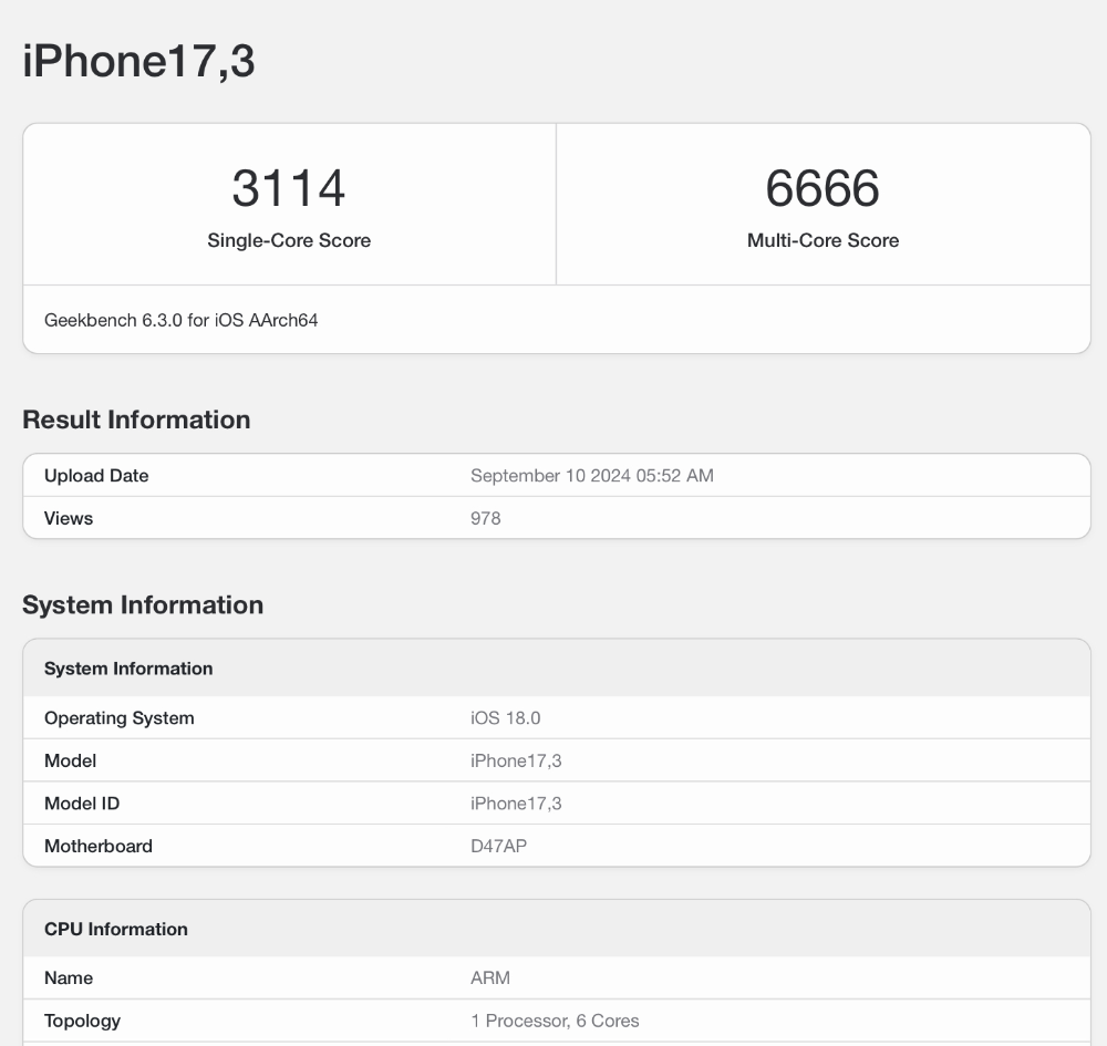 iPhone 16 的 A18 芯片跑分现身！ 跟 A17 Pro 相比单核分数更高，但多核不太对 - 
