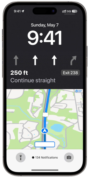 iOS 17这功能令人期待！Apple Maps终于不再占据整个iPhone锁定画面 第1张