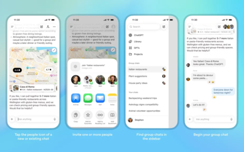 OpenAI 为 ChatGPT 推出群组聊天功能