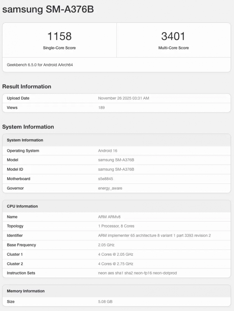 Galaxy A37 跑分曝光，Exynos 1480 性能真的太差