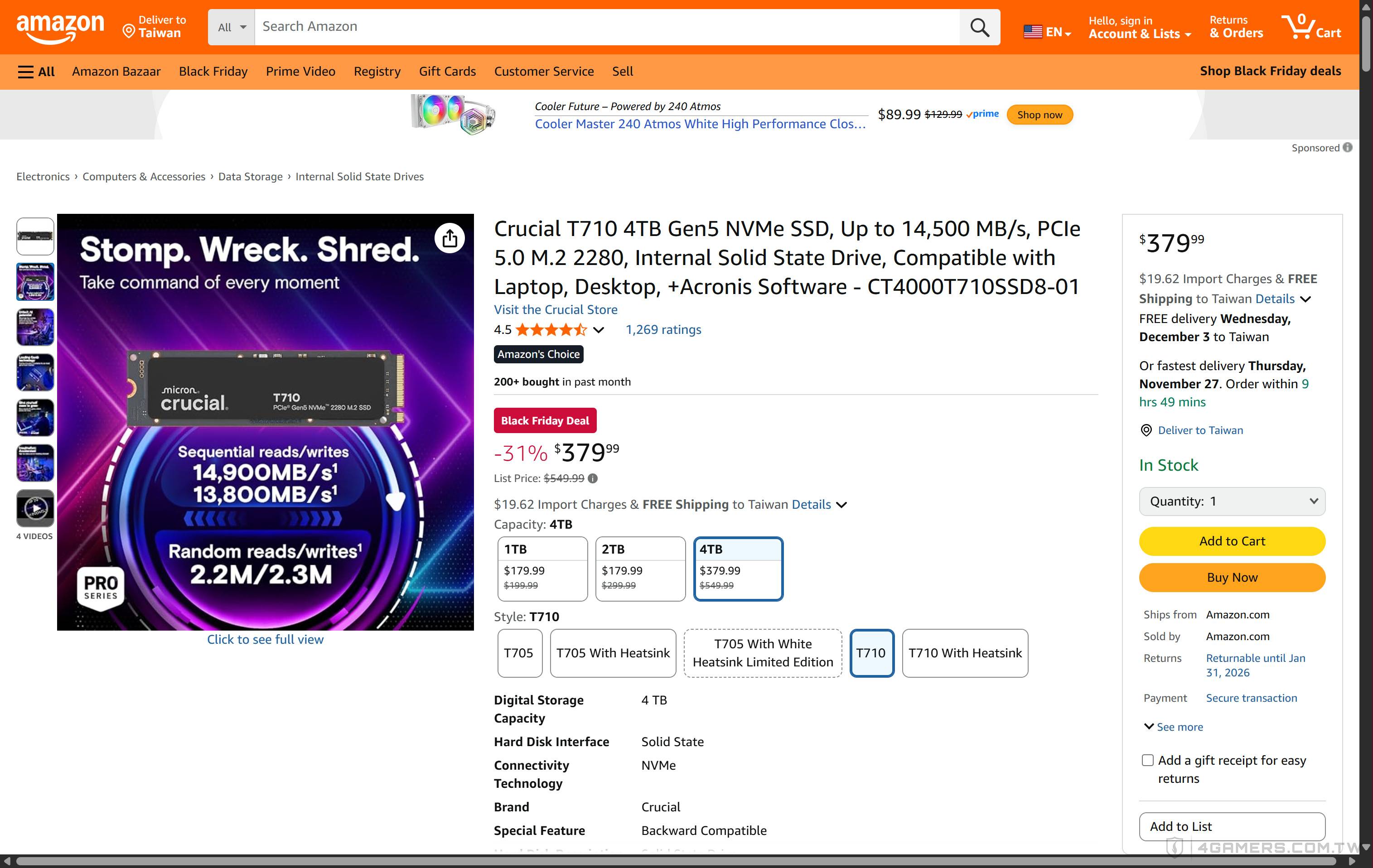 Micron Crucial T710 Amazon Black Friday