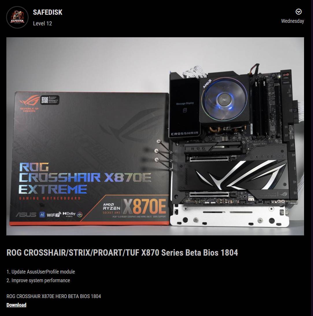 华硕现已推出AGESA 1270正式版BIOS！