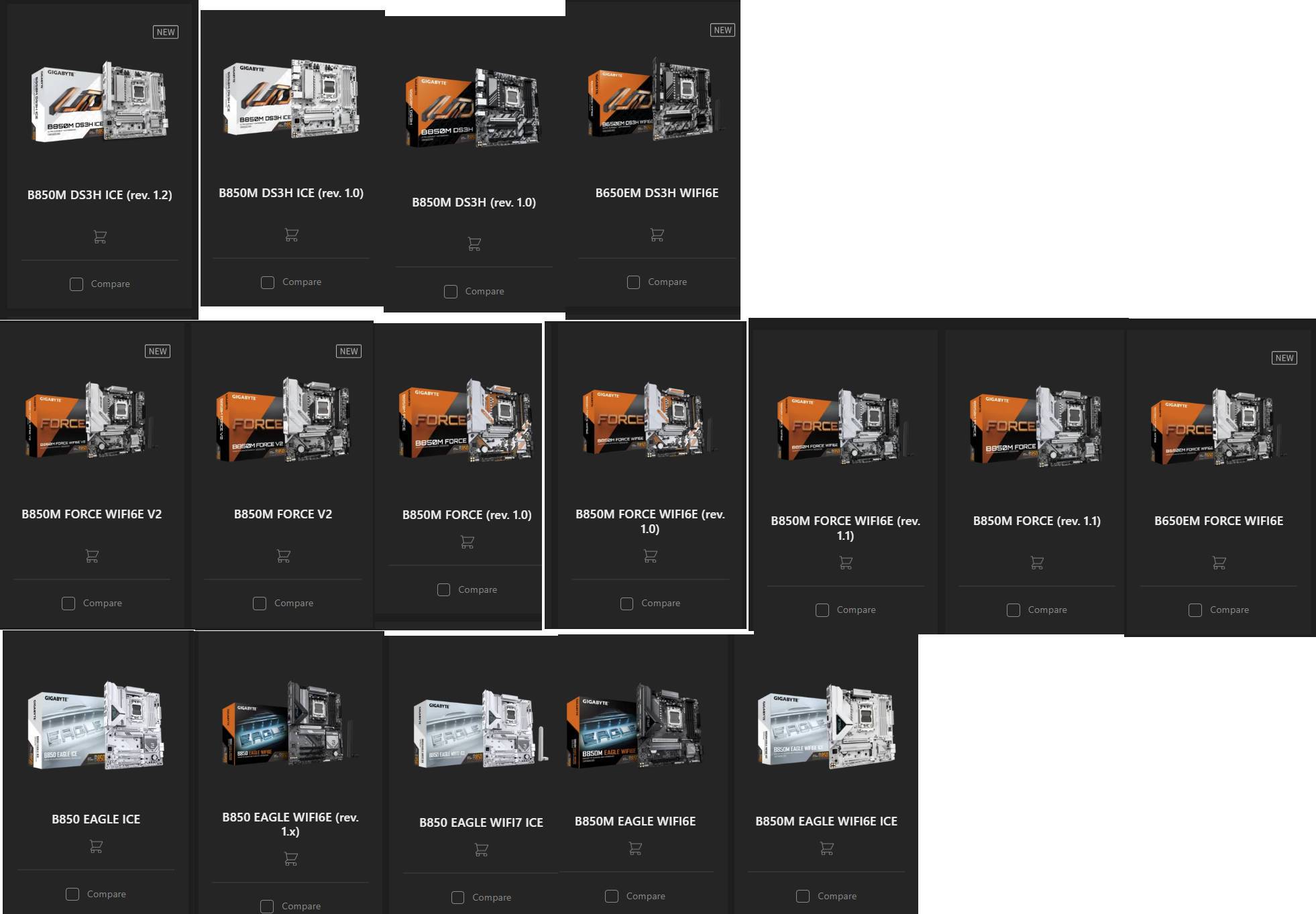 GIGABYTE 主板型号黑白并济！