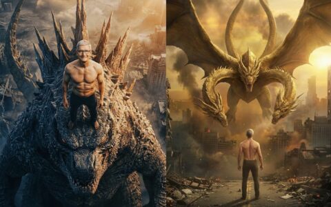 Gemini哥斯拉电影海报生成技巧！ 教你做出站在哥斯拉头上霸气照