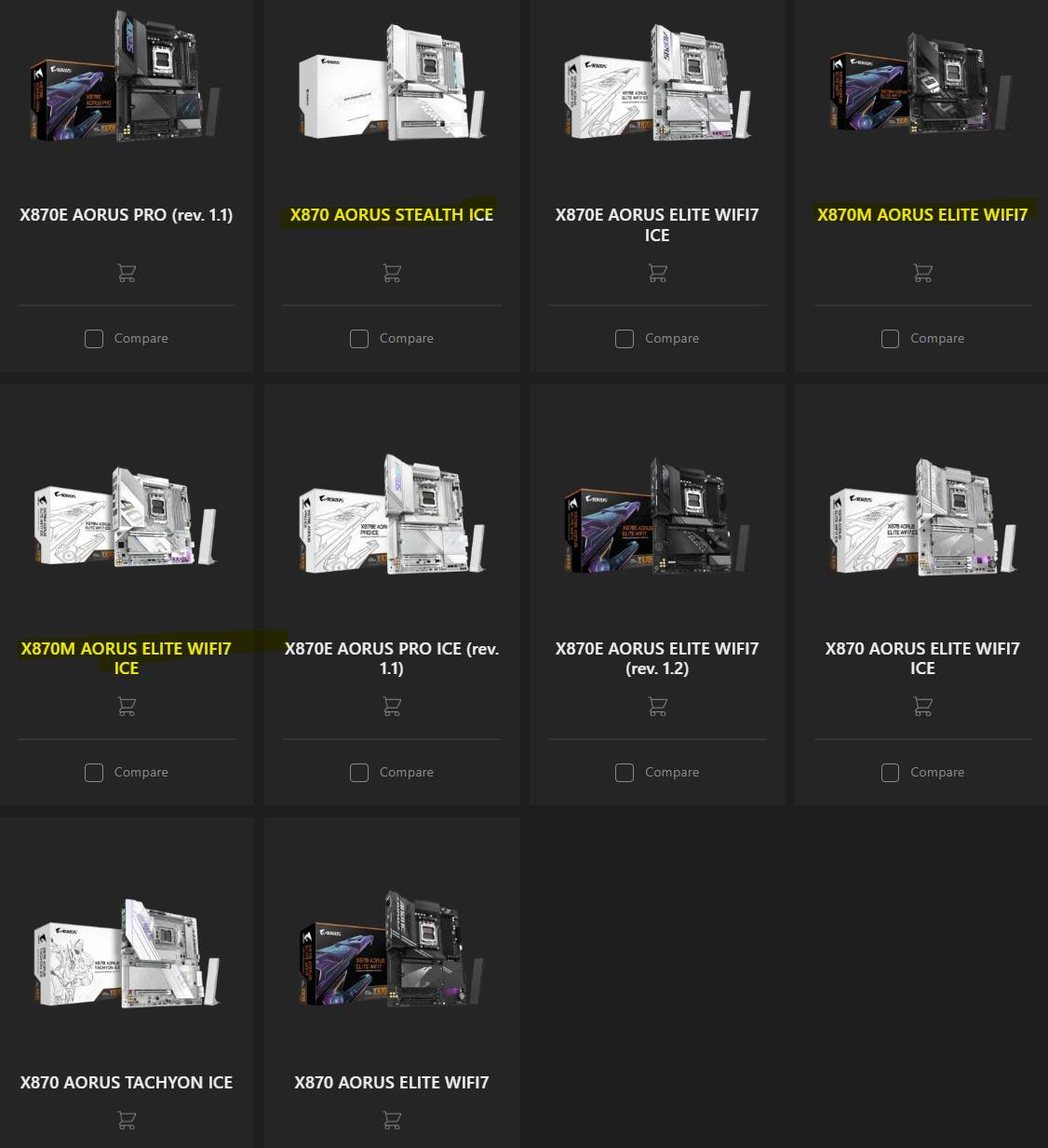 GIGABYTE 主板型号黑白并济！