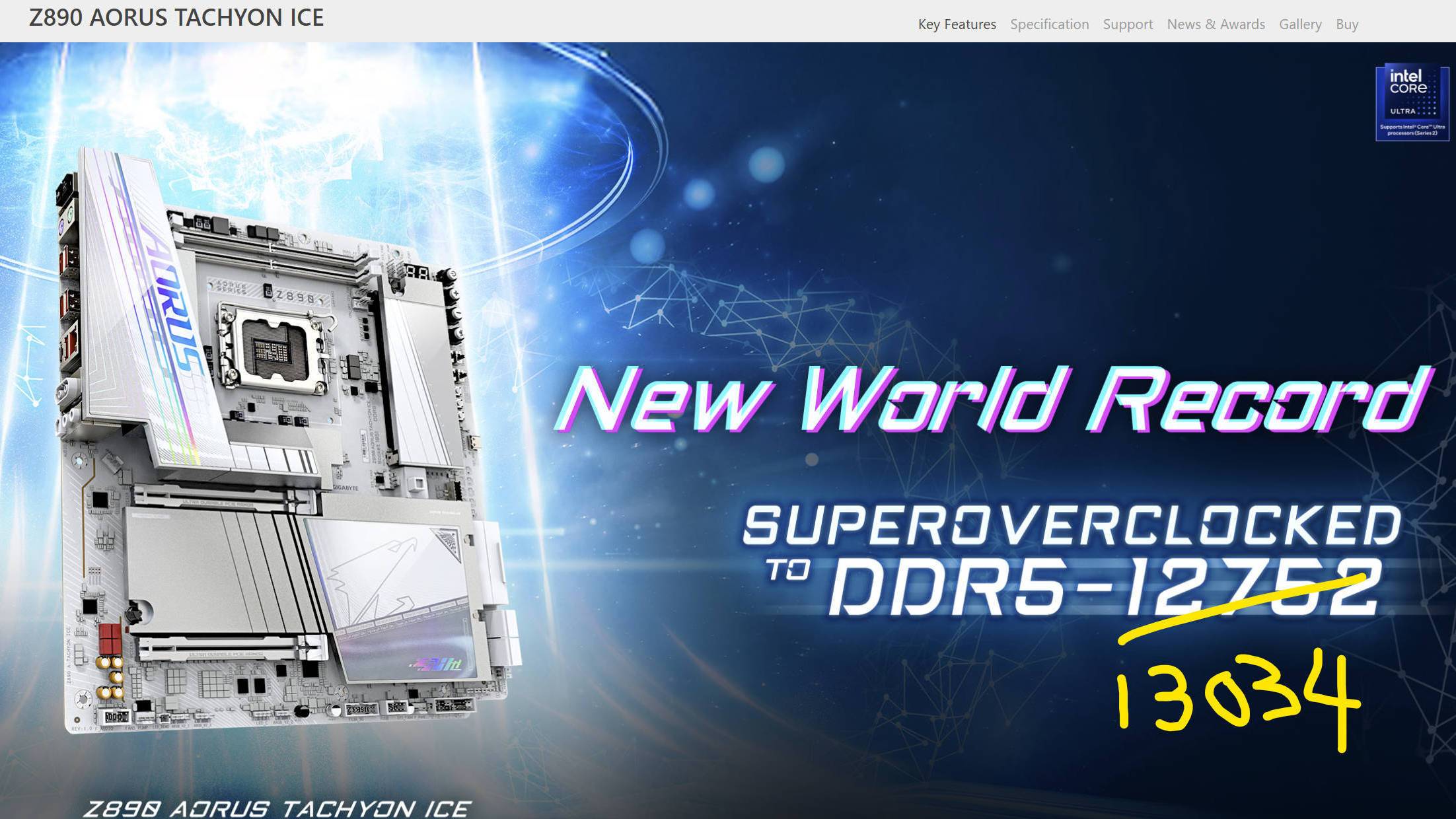 技嘉Z890 AORUS TACHYON ICE 内存超频再创佳绩