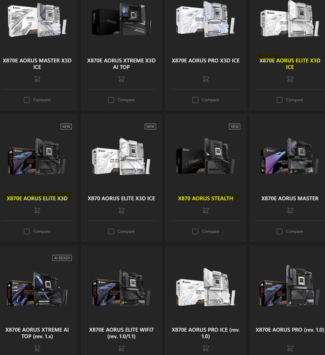 GIGABYTE 主板型号黑白并济！