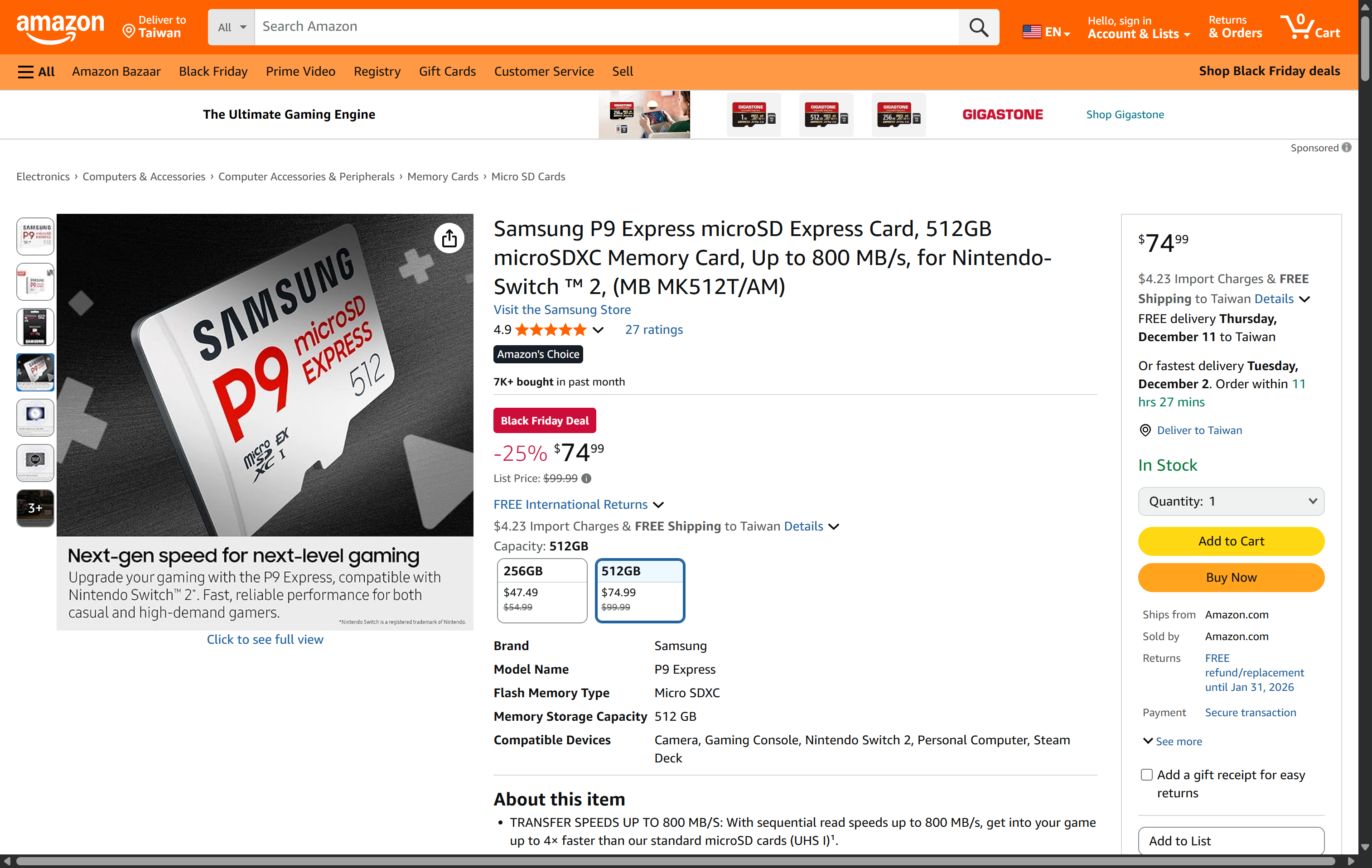 Samsung P9 Express microSD Express 512GB