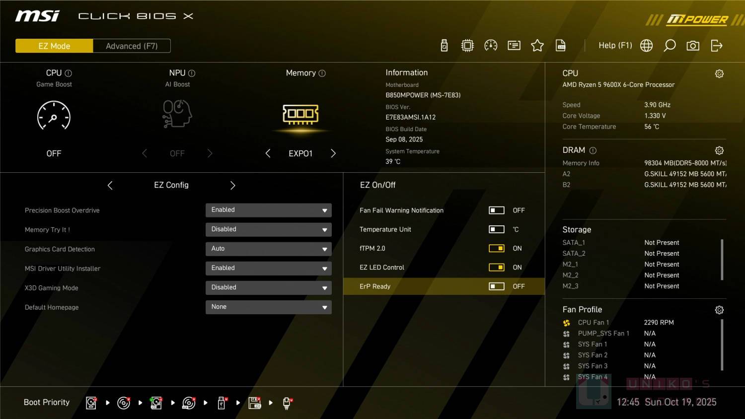 MSI B850MPOWER 正式支持 ODT GROUP B,其他主板陆续跟上!