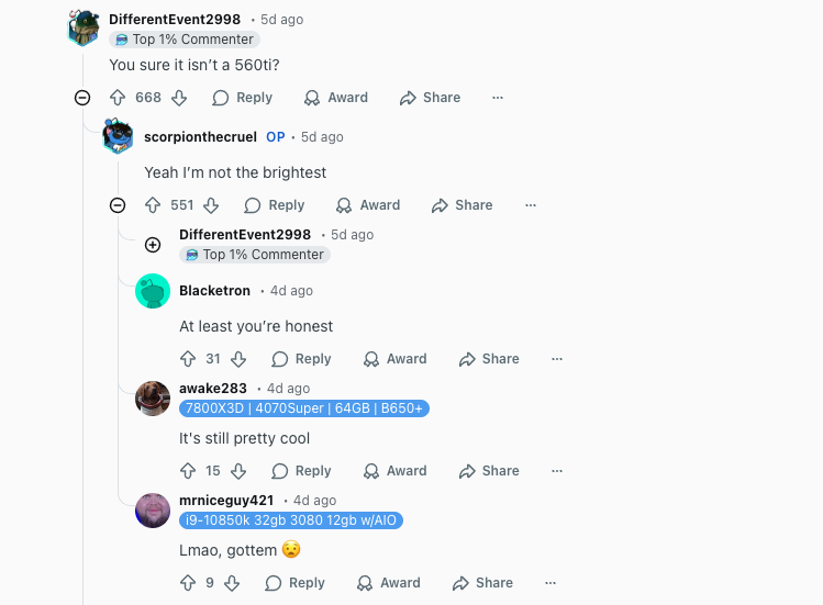 网友在黑五优惠期间用5美元买到 GTX 1060,结果打开来里面是 GTX 560 Ti -