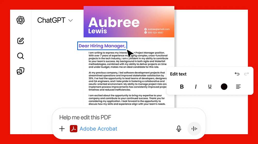 零基础也能当修图高手! ChatGPT 内置 Photoshop、Express、Acrobat 全都免费用(教程) -